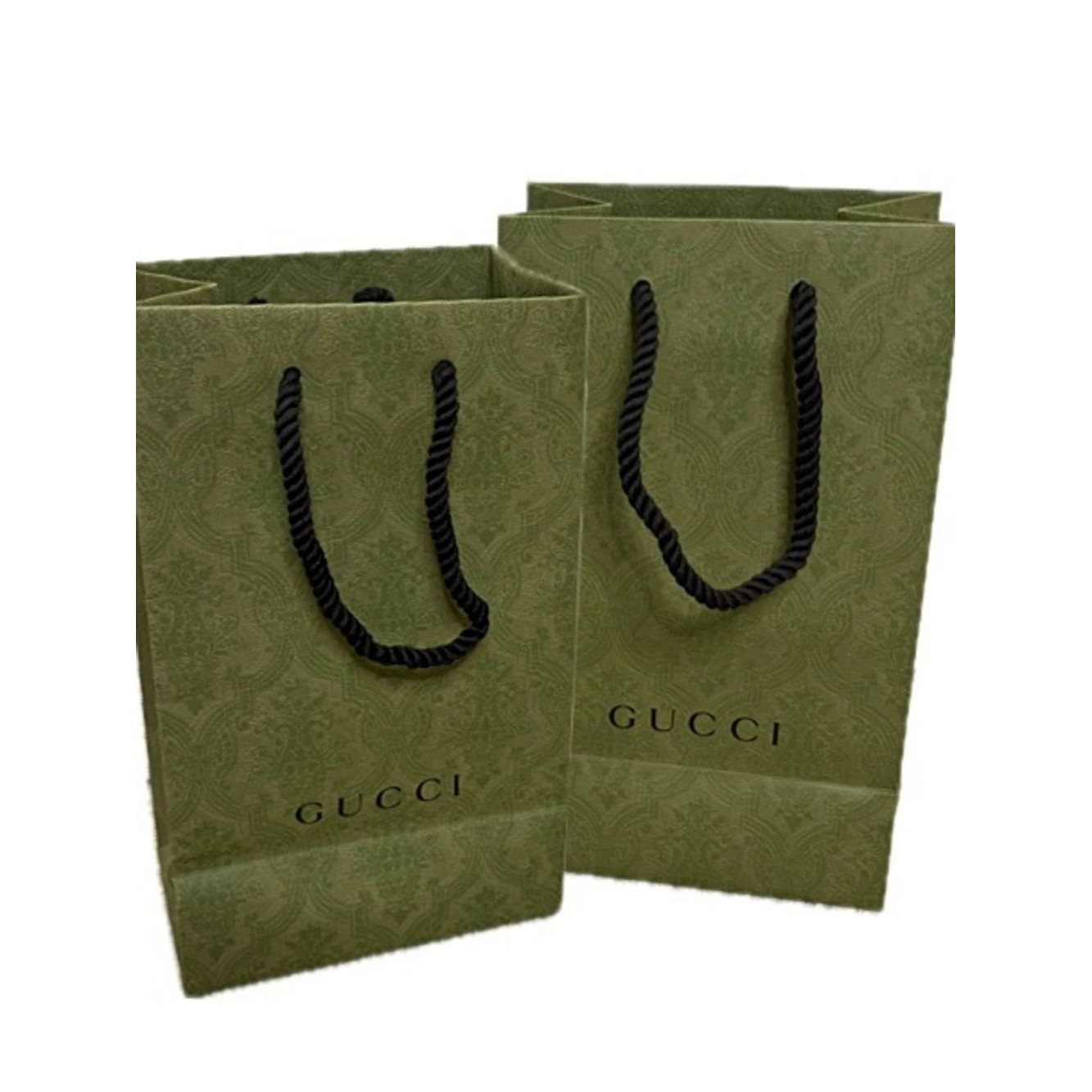 Gucci Embossed Green Paper Shopping Bag 2 Bundle 11 38 X 6 58 Black Rope